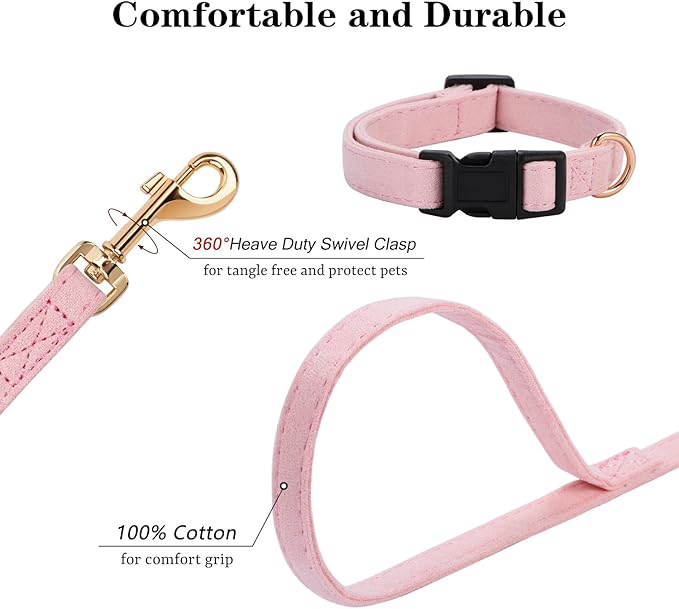 No Pull Dog Harness- Lightweight, Soft, Adjustable Small Harness Collar and Leash Set, Suitable for Cats Puppy Small and Medium-Sized Dog Outdoor Training and Running (Pink, XS)