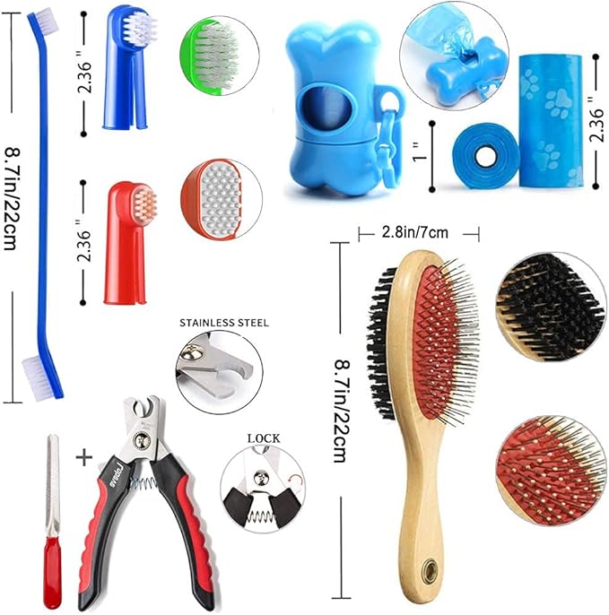 Puppy Supplies Starter Kit - 39-Piece Set of Puppy Essentials and Dog Stuff. Includes Dog Leash, Toys, Bowl, Brushes, Water Bottles,and More. Perfect Welcome Home Gift for Your New Puppies