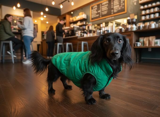 ASENKU Dog Winter Coat - Waterproof Windproof Dog Jacket, Warm Snowproof Doggie Puffer Vest for Cold Weather, Lightweight Snow Coats for Small Medium Large Dogs (XL, Green)