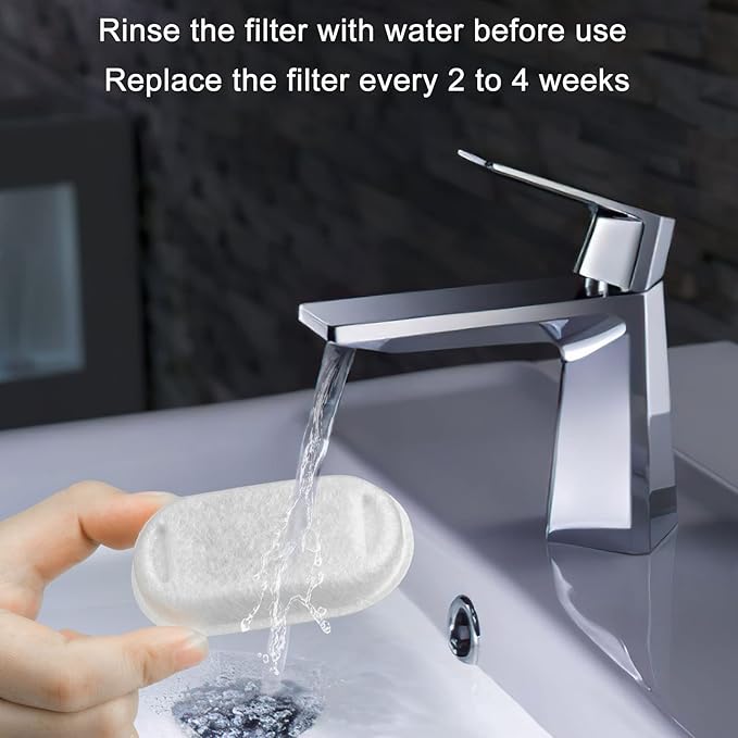 24 Pack Cat Water Fountain Filter Replacement, 4+4/8+8/12+12/16+16 Pack for Stainless Steel Cat Water Fountain 2L/67oz and 3.2L/108oz, 12 Carbon Filters & 12 Pre-Filter Sponges