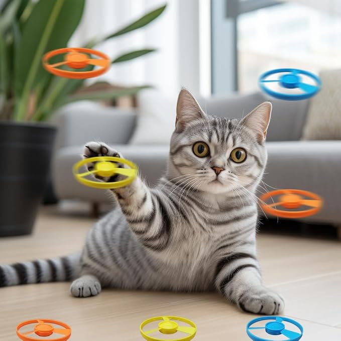 Cat Fetch Toy, Interactive Flying Cat Toy with 20 Propellers,Kitten Tracks Toy for Training Hunting Chasing(only Flying Propellers)