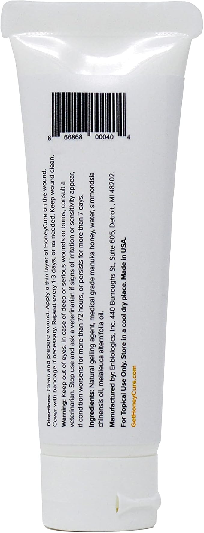 Natural Veterinary Ointment for Wound Care, Manuka Honey, for Dogs, Cats, & Horses, 1oz. Tube
