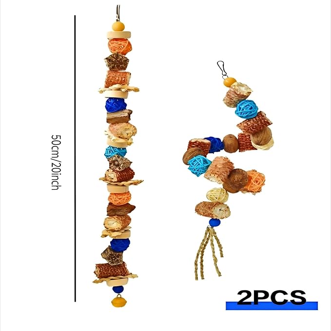 Natural Bird Rope Perches, Parakeet Swing Chew Toy, Birdcage Hanging Toy for Conure Cockatiel Budgies Lovebird Parrot