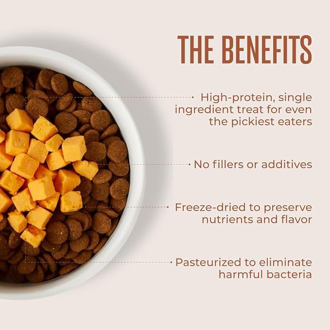 WagWell Freeze Dried Cheese Dog Treats - Grain-Free, High-Protein Pasteurized Dog Treats Made in The USA - Human-Grade, Minimally Processed & Preservatives Free - Pack of 2