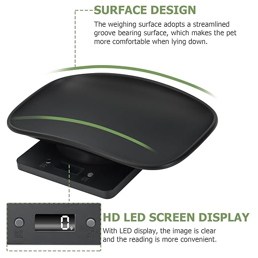 Digital Small Animals Scales for Weighing with Tape Measure, Puppy Whelping Scale Weigh Your Kitten, Rabbit with High Precision (Black Pet Scale&Tape)