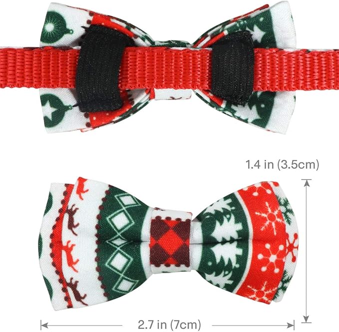 Joytale Upgraded Christmas Cat Collar with Bells, Breakaway Cat Collars with Bow Tie, 1 Pack Girl Boy Safety Plaid Kitten Collars, Christmas