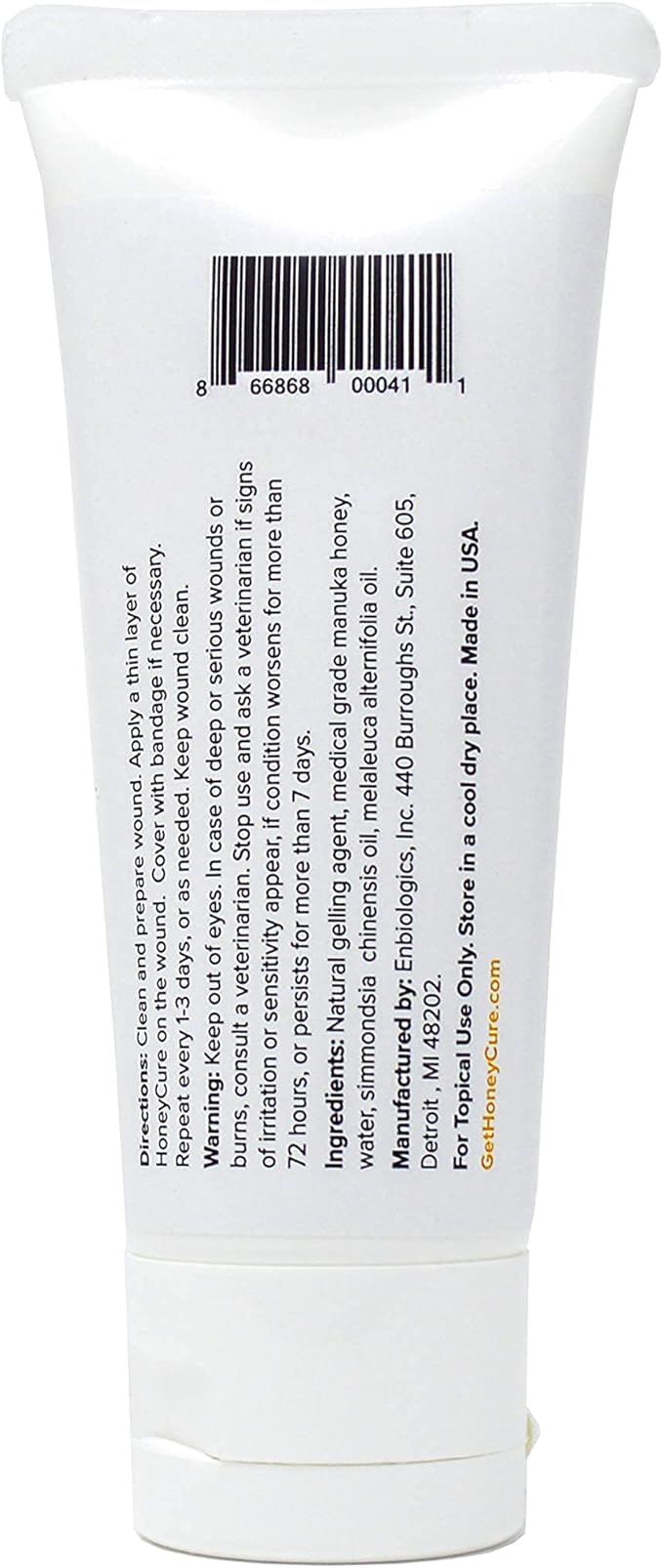 Natural Veterinary Ointment for Wound Care, Manuka Honey, for Dogs, Cats, & Horses, 2 oz. Tube