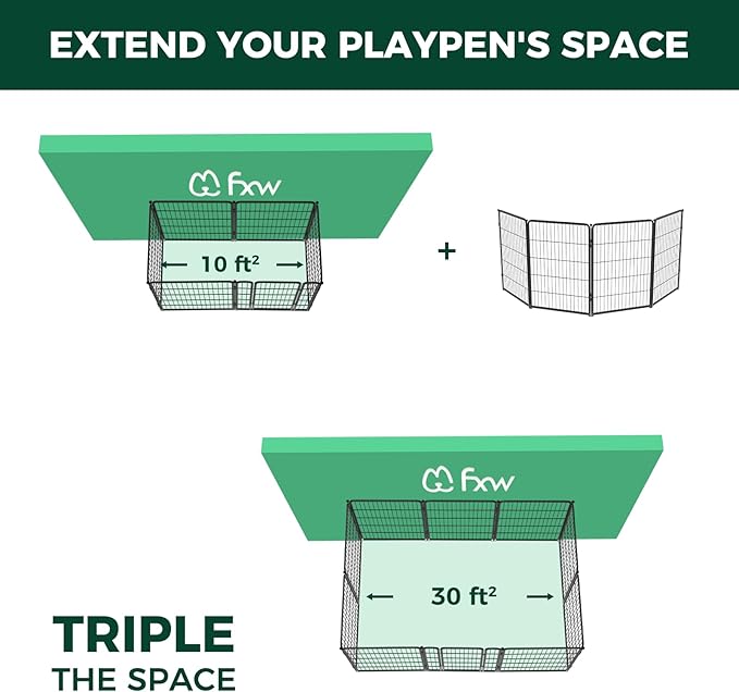 FXW Homeplus Unleashed Indoor Dog Playpen - Stress-Free and Safe Play, Heavy Duty 40 Inch 4 Panels Dog Pen for Medium and Large Dogs, Black│Patented