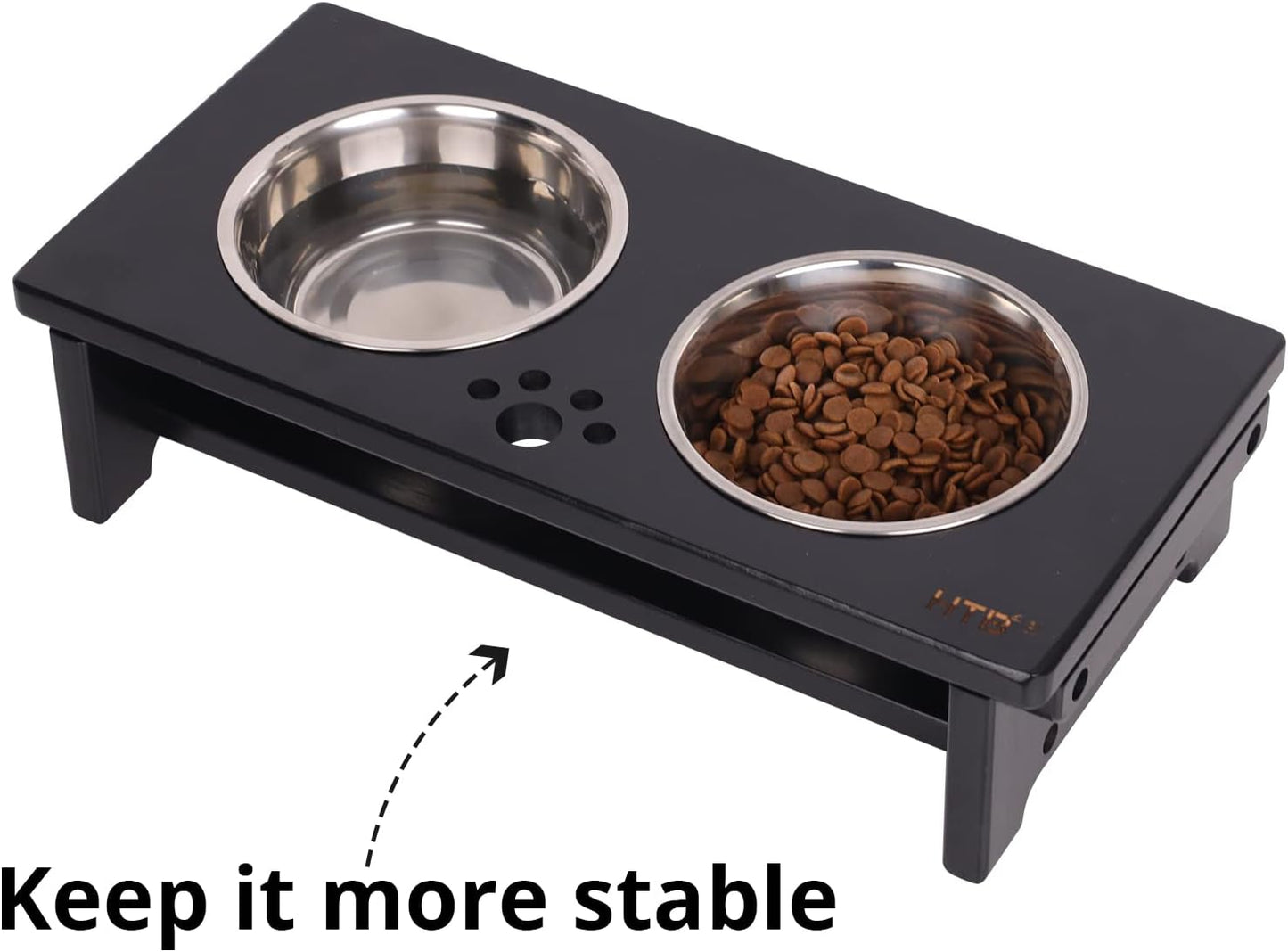 HTB Elevated Dog Bowls,Raised Dog Bowl Stand with 2 Stainless Steel Bowls,Elevated Raised Dog Bowls for Large Medium Small Sized Dogs