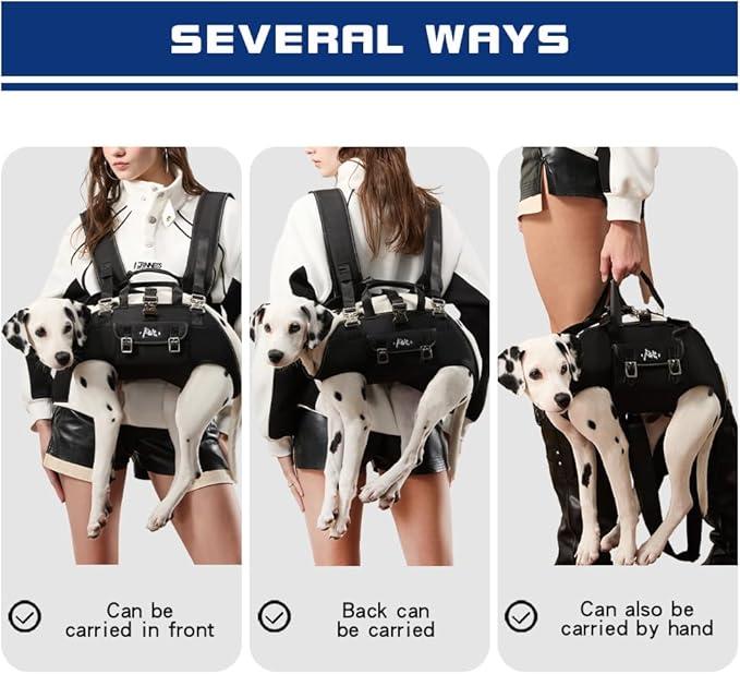 FCT Dog Backpack Carrier - Spine-Friendly for Small Dogs (4-8 lbs), Horizontal Design Dog Carrier with Adjustable Back Straps,Legs-Out Comfort for Travel/Hiking/Cycling (Black, Size S)