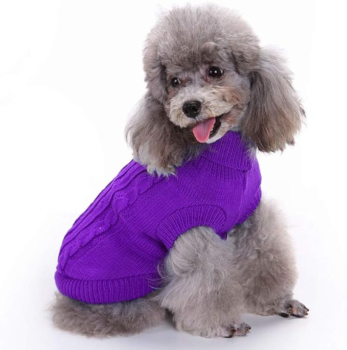 Dog Sweater for Small, Medium, Large Dogs - Warm Winter Turtleneck Pet Clothes for Girls, Boys, Puppies, Cats - Cute Classic Christmas Coat