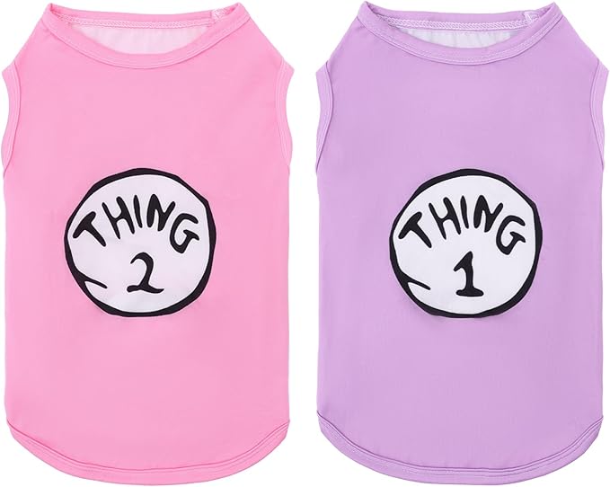 CuteBone Dog Shirts 2-Pack Soft Pet Clothes Breathable Summer Vest for Small Puppy and Stretchy Cat Apparel 2BX21M-D