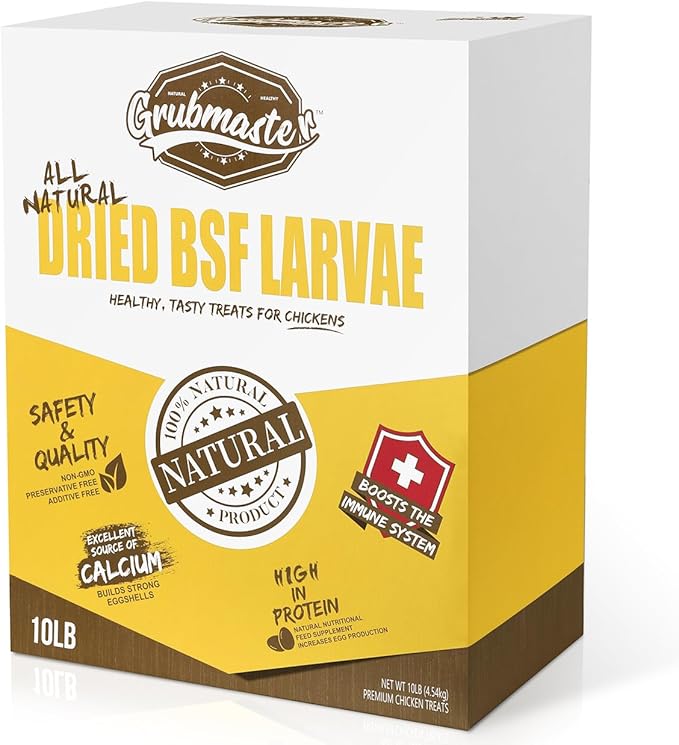 Dried Black Soldier Fly Larvae for Chickens, Natural Healthy Chicken Treats for Backyard Poultry - 10 lb. Bag