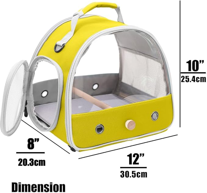 Bird Travel Carrier, Portable Small Bird Parrot Parakeet Carrier with Standing Perch and Soft Mat, Side Access Window Collapsible