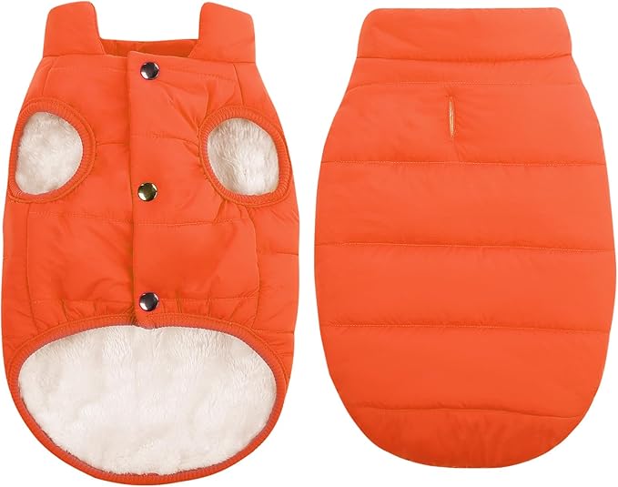 ASENKU Dog Winter Coat - Waterproof Windproof Dog Jacket, Warm Snowproof Doggie Puffer Vest for Cold Weather, Lightweight Snow Coats for Small Medium Large Dogs (Orange, 2XL)