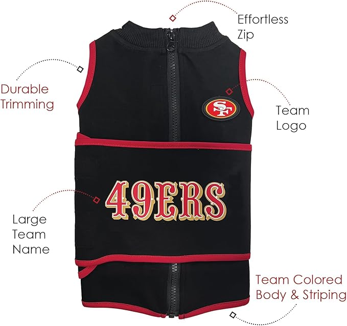 NFL SAN Francisco 49ERS Dog Anxiety Shirt Calming Soothing Solution Vest for Dogs/Cats with Anxiety, Fears, Fireworks, Loud Noises, Dark, Lonely Keeps Dogs Calm Feeling Safe, Relaxing Jacket, X-Small