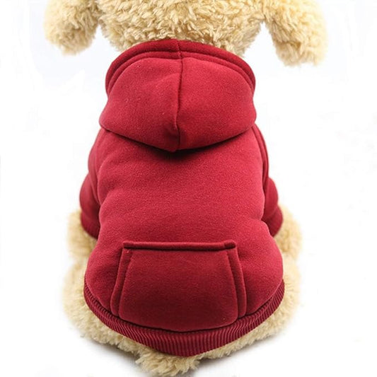 Jecikelon Winter Dog Hoodie Sweatshirts with Pockets Warm Dog Clothes for Small Dogs Chihuahua Coat Clothing Puppy Cat Custume (Wine red, X-Large)