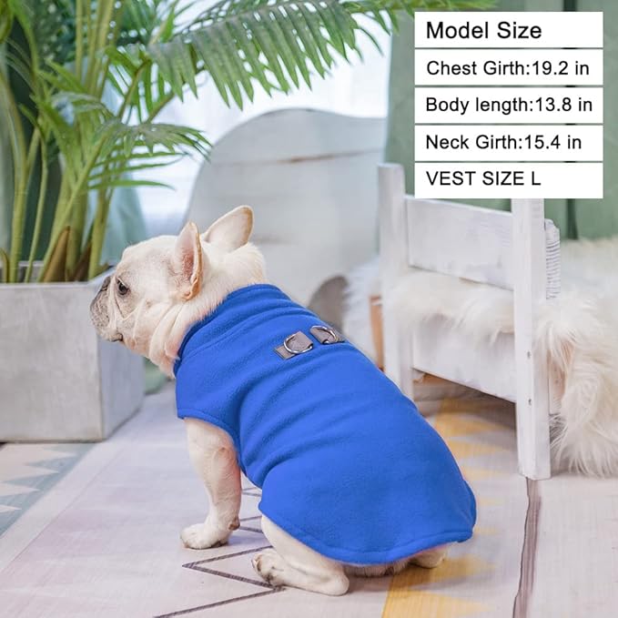 BEAUTYZOO Dog Fleece Vest Sweater Winter Jacket for Small and Medium Large Dogs with D-Ring Leash Cold Weather Coat Hoodie for XS S M Dogs Boy or Girls, Navy Blue XL