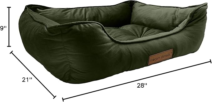 Modern Threads Luxury Dog Bed - Comfortable Tufted Velvet Cushion for Small to Large Dogs - Machine Washable - Durable & Cute Sleep Space for Pets - Pamper Your Pet with Cozy Beds - Forest Green