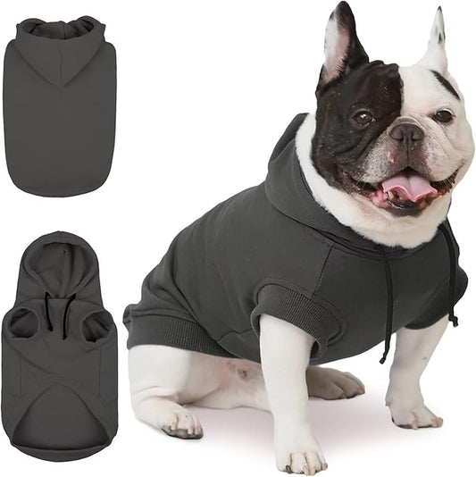 IECOii Dog Hoodie for Small Dogs,Thin Dog Sweatshirt with Hood Suit for Spring Fall Early Winter,Breathable & Lightweight Pet Sweater for Schnauzer, Pug,French Bulldog,Grey, M (No Fleece Lined)