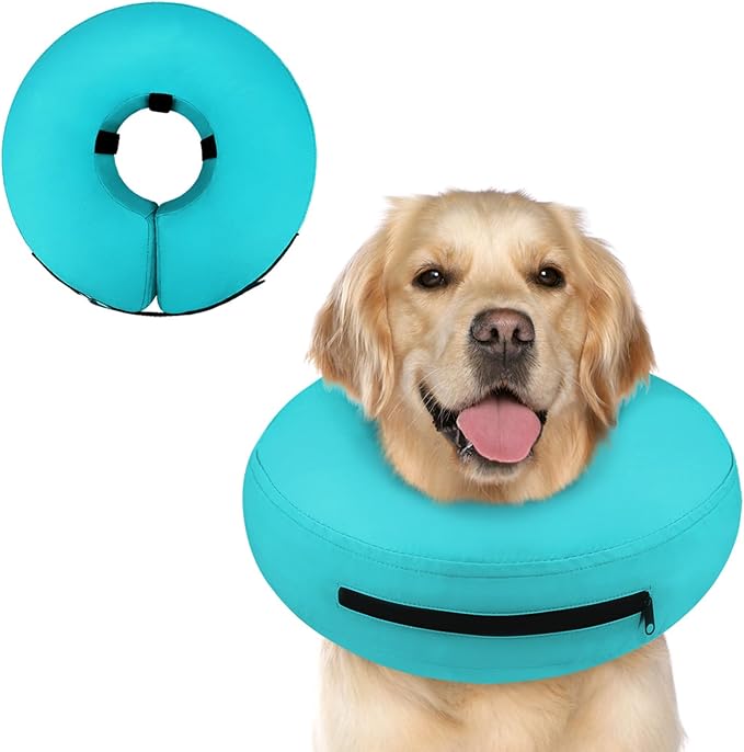 Supet Inflatable Dog Cone for Dogs to Stop Licking, Dog Neck Donut Collar Recovery E Collar to Stop Licking, Soft Pet Cone for Small Medium Large Dogs