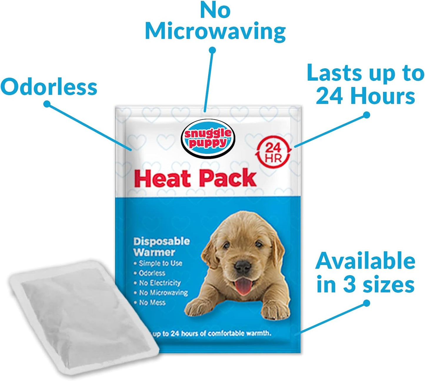 Snuggle Puppy Replacement Heat Packs - 12 Odourless, Long Lasting Disposable Hand Warmers Made with All Natural Ingredients