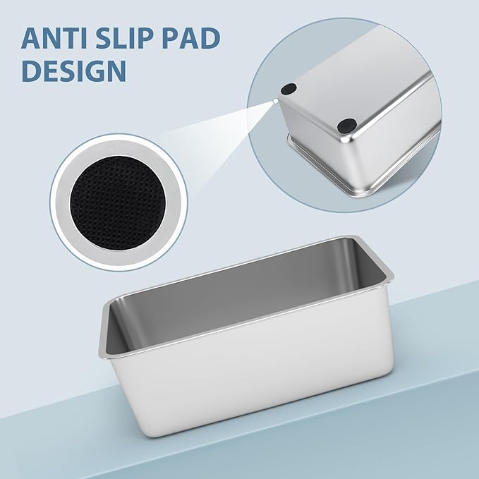 Stainless Steel Litter Box - Cat Litter Box Easy to Clean, Never Absorbs Odor, Stains, or Rusts - Silver (17.7" L x 13.5" W x 6" H)