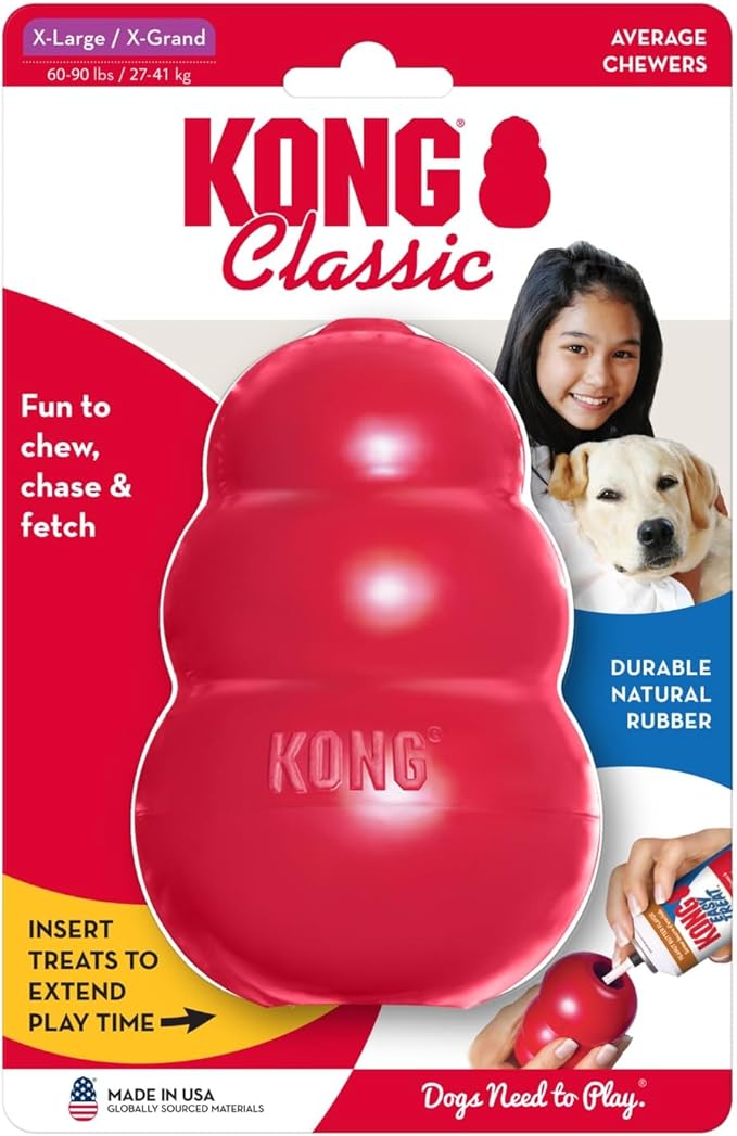 KONG Classic Stuffable Dog Toy - Fetch & Chew Toy for Dogs - Treat-Filling Capabilities & Erratic Bounce for Extended Play Time - Durable Natural Rubber Material - for Extra Large Dogs