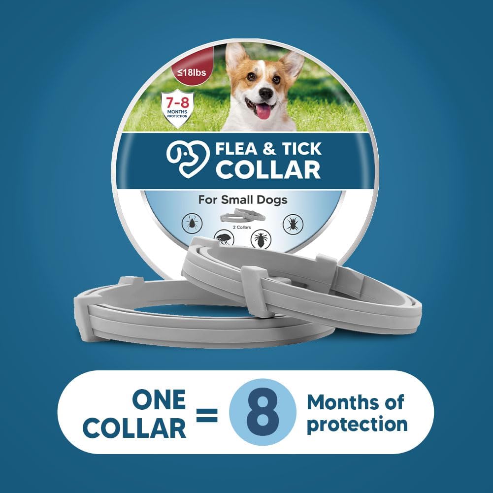 Small Dog Flea Collar, Tick Collar for Puppy Dogs, Flea Collars for Small Dogs Under 18 lbs, 8 Months Protection-2P