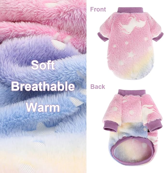 Dog Sweaters for Medium Dogs Girl Male, Soft Fleece Sweater, Glow in The Dark Pet Dog Winter Clothes for Medium Dogs Boy Girl, Fuzzy Sweatshirts Flannel Jacket Puppy Coat,M,Pink