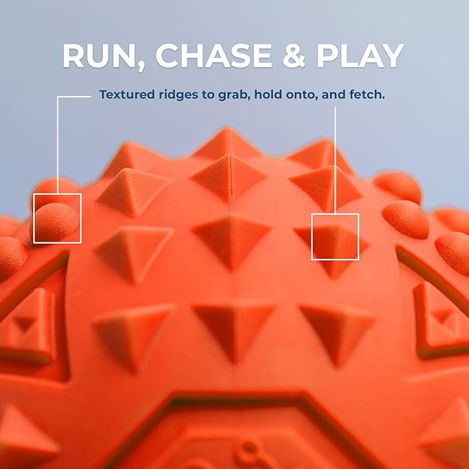 Best Pet Supplies Tough Dog Toys for Aggressive Chewers - Squeaky Dog Toys, Non-Toxic Spiky Ball for Dental Health, Interactive Toy, Pack of 2, Blue, Orange (M:2.5")