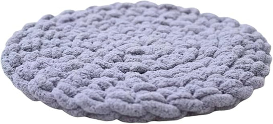 Cat Knitted Bed Mat, Extra-Soft Washable Warm Round Pads Cushions for Indoor Kittens, Cat Trees Towers, Perfect for Kneading and Sleeping (Blue-Grey,Large)