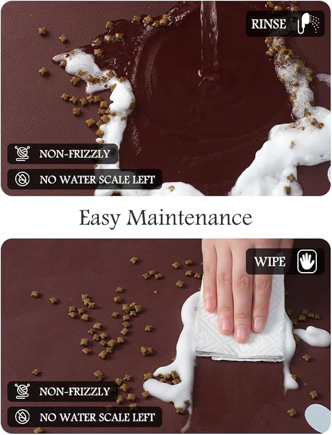 Pet Feeding Mat-Absorbent Dog Mat for Food and Water Bowl-No Stains Quick Dry Water Dispenser Mat-Dog Accessories Pet Supplies-Bowl for Messy Drinkers（RED,12"x19"