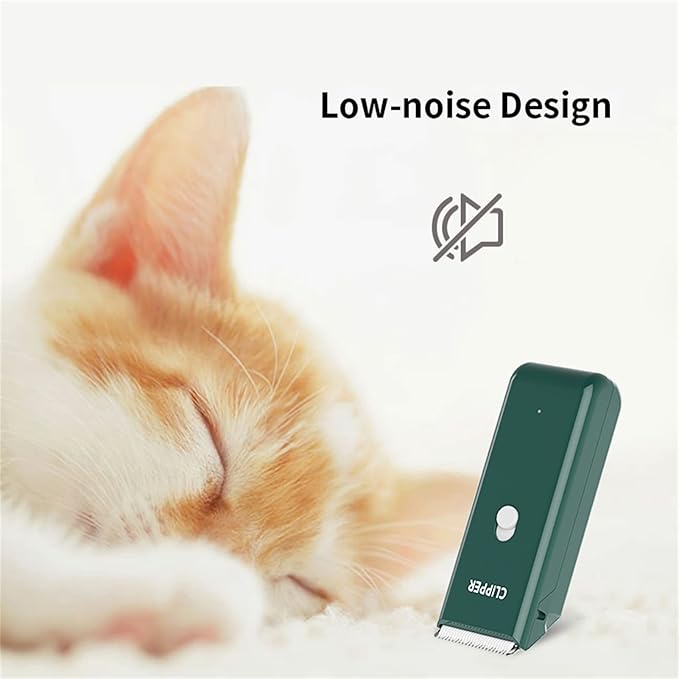 Professional Household Waterproof Low Noise Pet Hair Clippers Electric USB Rechargeable Painless Grooming Tools Hair Grooming Trimmer for Small Medium Dog Cat AP005 Green