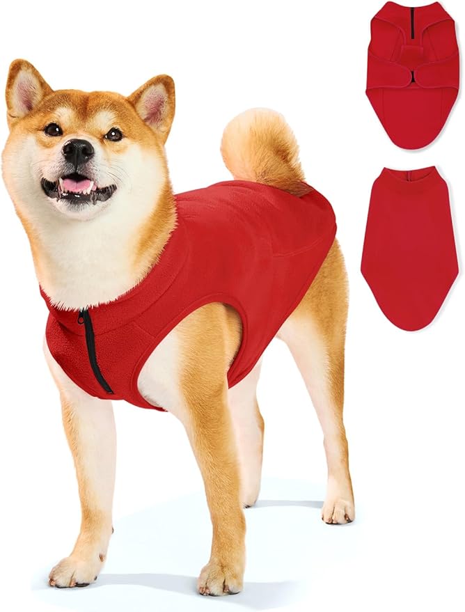 Haloumoning Dogs Fleece Coats Pet Jackets for Small and Medium Dogs Puppy Mock Neck Zipper Fall Winter Jacket