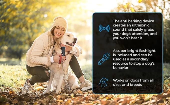 Ultrasonic Dog Bark Deterrent & Behavior Corrector - Stop Barking, Jumping, Aggression Without Yelling - Just Point & Press! Backed by Kevin Harrington from Shark Tank (White Rechargeable)