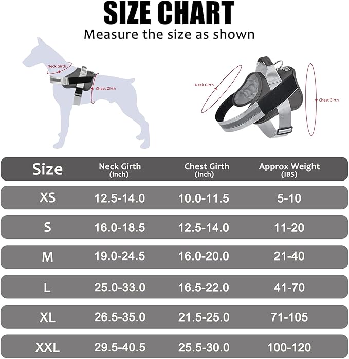 Bolux Dog Harness, No-Pull Reflective Dog Vest, Breathable Adjustable Pet Harness with Handle for Outdoor Walking - No More Pulling, Tugging or Choking (Black, L)