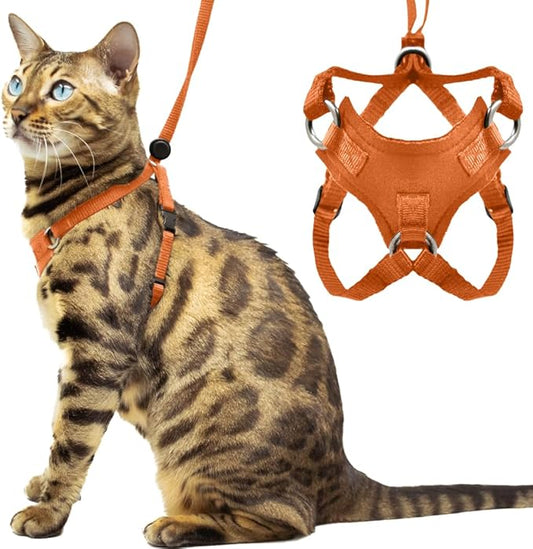 Houdini™ Escape Proof Cat Harness and Leash Set by OutdoorBengal – Orange, Medium Cat Harness for Walking