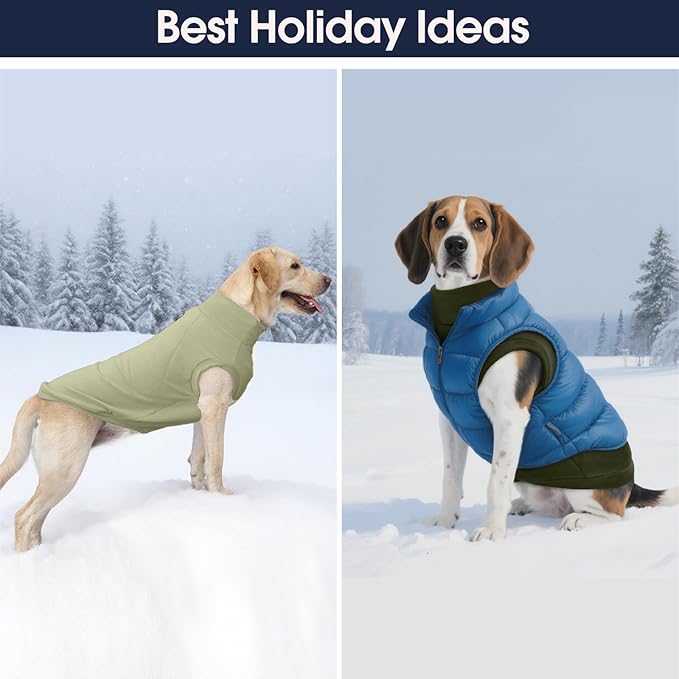 IECOii 2 Pack 4XL Fleece Sweaters for Dogs - Warm & Stretchy Doberman Sweater for Large Dogs Boy Girl, Winter & Fall Soft Fleece Coat, Machine Washable(Size XXXXL, Light Green & Army Green)