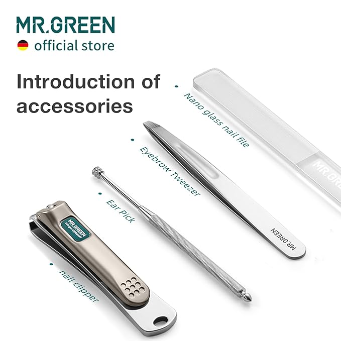MR.GREEN Colorful Manicure Set Practical Pedicure Kits Nail Clippers Personal Care Tools Facial Hair Scissors with Fashion Case (Mr-6681 Green)