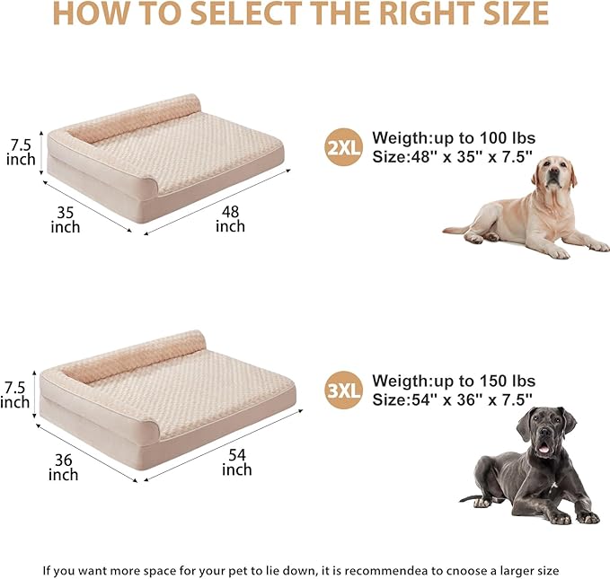 BFPETHOME Orthopedic Dog Beds for Large Dogs-Waterproof Sofa Dog Bed with Removable Washable Cover, Large Pet Bed with Waterproof Lining and Nonskid Bottom,Pet Bed for Dogs