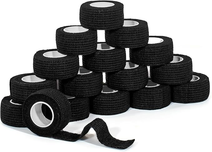 Self Adhesive Bandage Wrap,Bandage Tape,Medical Tape,Vet Tape,Athletic Tape Gauze,for First Aid,Sports, Wrist, Ankle (16pcs Black, 1inch*5Yards)