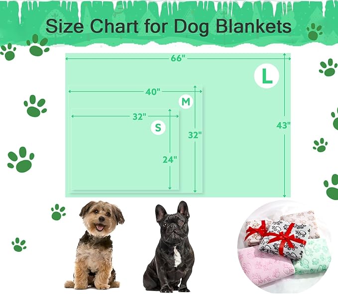 Green Soft Puppy Blanket, with Flannel Green Cute Paw Print, 24 * 32 inches, Cat Blanket Puppy Pads Supplies Dog Products Stuff Essentials