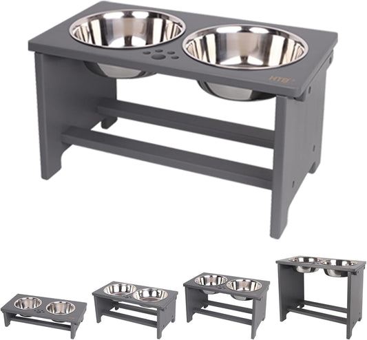 HTB Elevated Dog Bowls,Raised Dog Bowl Stand with 2 Stainless Steel Bowls,Elevated Raised Pet Bowls for Large Medium Small Sized Dogs