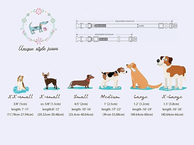 Unique style paws Dog Collar Metal Buckle Purple Blending Collar Gift Durable Cute Collar for Small Medium Large Boys Girls Dogs