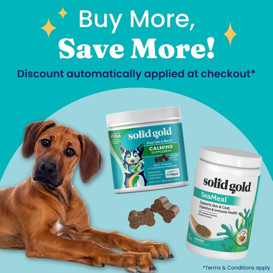 Solid Gold Cat & Dog Multivitamin Powder - Kelp Powder, Omega 3 & Vitamins for Dental, Digestive, Immune, Skin & Coat Health - Multi Vitamin for Dogs & Cats - Cat & Dog Food Additive Supplement - 1lb