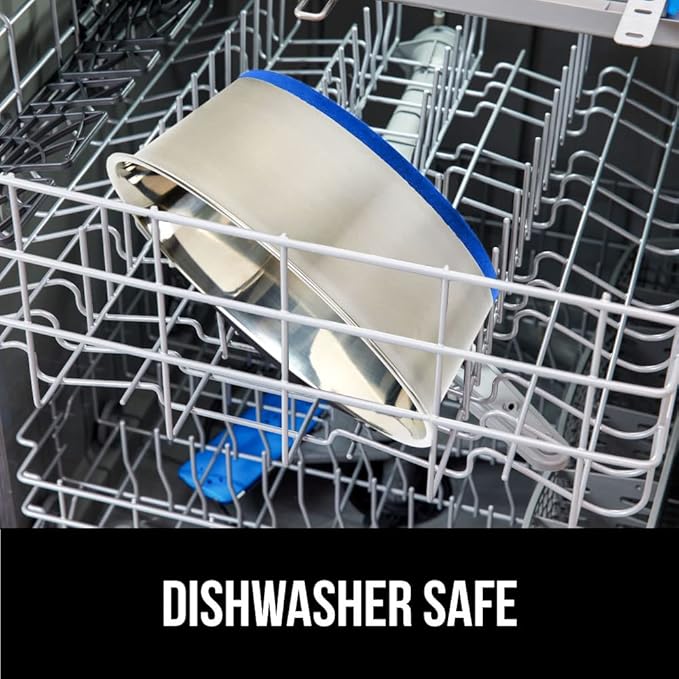 GORILLA GRIP Set of 2 Dog Bowls, Holds 4 Cups (32 fl oz), Heavy Duty Metal Food and Water Bowl for Feeding Dogs and Cats, Dishwasher Safe, Rust Resistant Stainless Steel, BPA Free Rubber Base, Blue