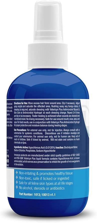 Vetericyn Plus Cat Wound Care Spray | Feline Healing Aid and Skin Repair for Wounds, Sores, and Abrasions, Provides Itch Relief for Cats Irritated Skin. 3 Ounces