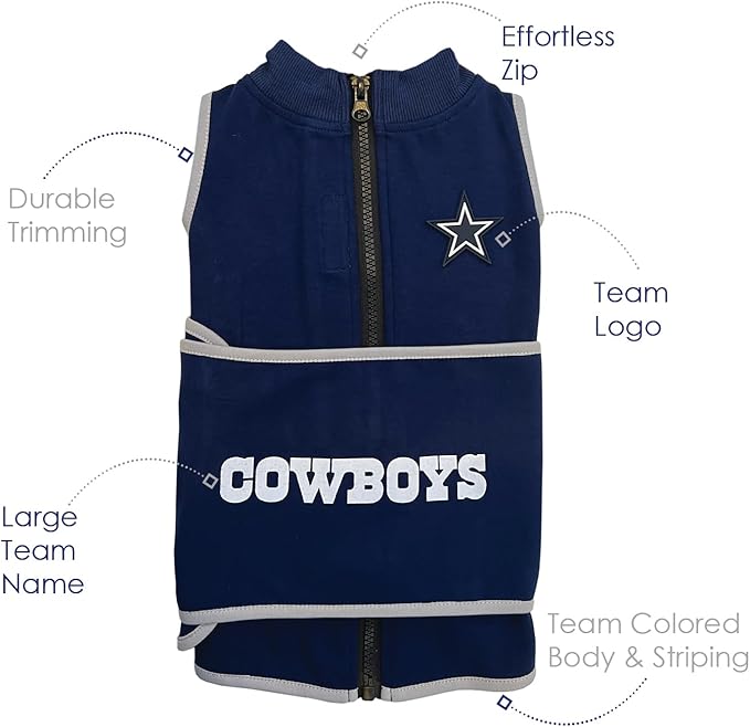 NFL Dallas Cowboys Dog Anxiety Shirt Calming Soothing Solution Vest, for Dogs & Cats with Anxiety, Fears, Fireworks, Loud Noises, Dark, Lonely Keeps Dogs Calm & Feeling Safe, Relaxing Jacket, Medium