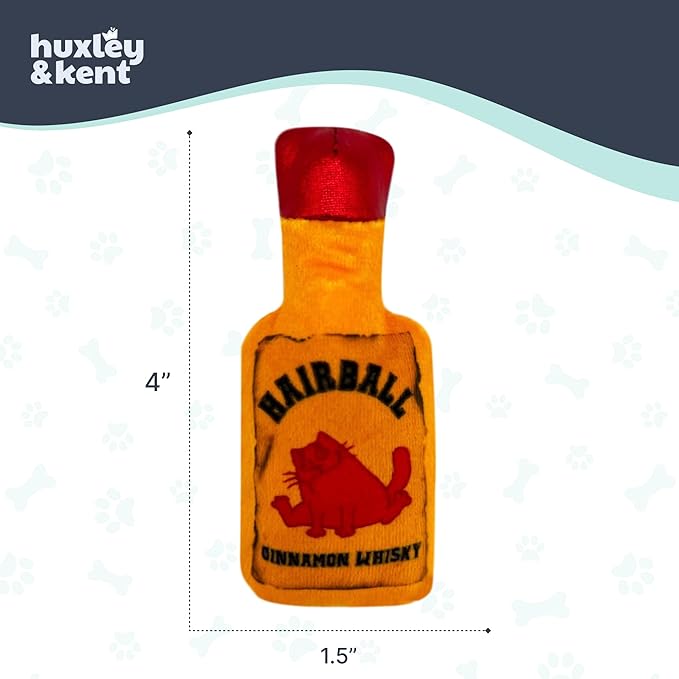 Huxley & Kent Plush Cat Toy - Interactive Catnip Toy for Cats & Kittens - Soft Kitty Toy with Crinkle & Catnip - Fun Indoor Play Toy - Hairball Cinnamon Whiskey